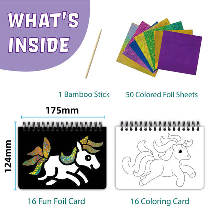 Art & Craft Activity for Kids Foil Fun Unicorns & Princess Scratch Art Book No Mess DIY Creative Activity Kit Gifts for Girls