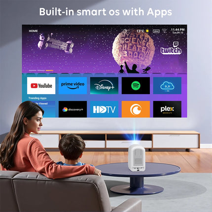 Touyinger ET35 1800ANSI Full HD Smart TV Projector with Autofocus, Wi-Fi, and Bluetooth for Home Theater Use