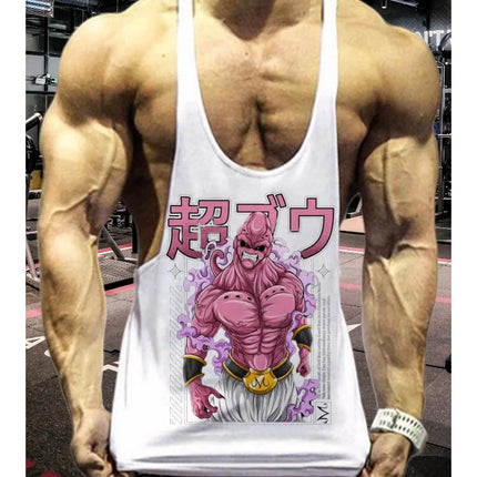 Dragon Ball Majin Buu Print Men's Gym Tank Top Fitness  Clothing Quick-drying Loose Sleeveless Shirt Men Sport Vest Dbz Top