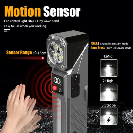 Portable LED Handheld RGB Flashlight Rechargeable EDC Pocket Clip Light with Magnet Waterproof Outdoor Camping Fishing Torch
