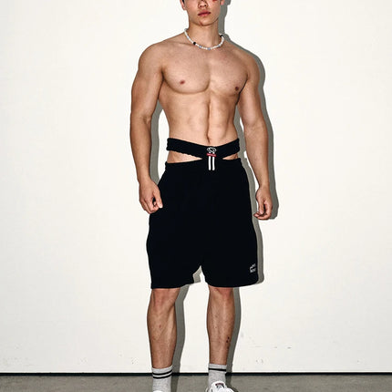 Nerazzurri Summer Autumn Loose Casual Shorts for Men American Retro Style Double Waistband Short Pants Trousers Menswear Clothes