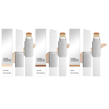 Three Models 2-in-1 Color-Changing Foundation Stick Multifunctional Foundation Liquid Lightweight Moisturizing Brightening
