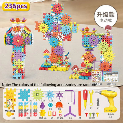 Hot 125-275 PCS Electric Screw Gear Building Blocks Electric Gears 3D Puzzle Model Building Kits Plastic Brick Blocks Edu