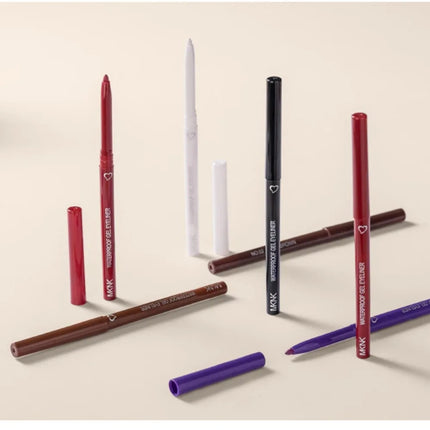 6 Colors Eyeliner Pencil Waterproof Long-lasting Red Black Brown Eyeliner Easy Wearing Quick Dry Smooth Eye Liner Gel Eye Makeup