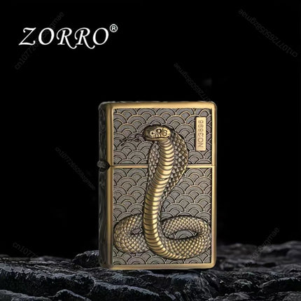 ZORRO zk series kerosine lighter, pure copper, various retro relief patterns, old-fashioned grinding wheel windproof lighter
