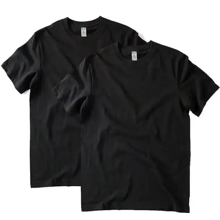 2pcs Solid Color T-shirt 100% Cotton Men Women White O-Neck Loose Short-sleeved Basic Models All-match T-shirt Couple Tops Black