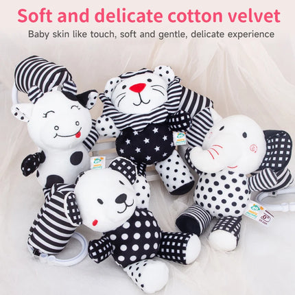 Baby Bells Soft Plush Rattle Black White Wind Chime Toys Newborn Early Education Car Seat Travel Stroller Educational Plush Toy