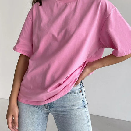 Botvotee 21 Colors Ins Fashion Summer Oversized Basic Solid T-Shirts for Women 100% Cotton White Black Pink T-shirt Casual Tops