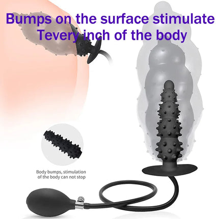 Super Long 5 Beads Inflatable Anal Plug Silicone Column Expandable Big Butt Plug Dildo Pump Ass Dilator BDSM Sex Toy for Couples