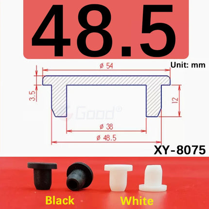 Black T-shaped silicone plug rubber hole cover dust-proof sealing, shock-absorbing foot pad  A-6.8mm~68.6mm