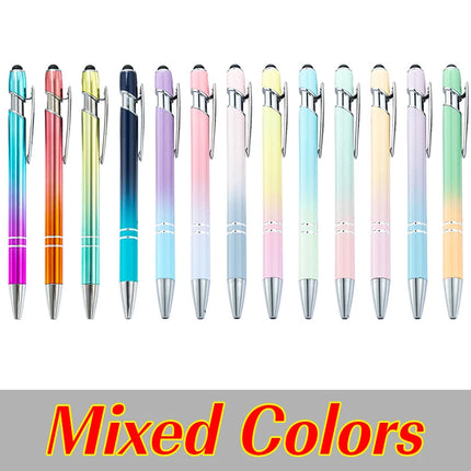 10-200Pcs Touch Screen Ballpoint Pen Gradient Color Aluminum Rod Pen Wholesale Text Name Metal Advertising Pen Engraving Logo