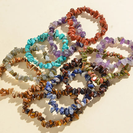 5/10/20pcs Random Women's Gravel Bracelet Set Natural Colored Gravel Bead Bracelet Irregular Bracelet Spiritual Elastic Bead
