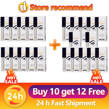 2 In 1 Fast Eyelash Eyebrows Growth Serum 7 Days Natural Eyelash Enhancer Longer Fuller Thicker Curling Lengthening Lash Makeup