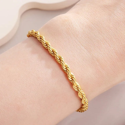 925 Sterling Silver 4MM Twisted Rope Bracelets For Women Men Fashion Minimalist Couple Chain Bracelet Male Silver Jewelry Gifts