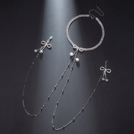 New Custom Rhinestone Nipple Clamps Bow Pendant Body Chain Sexy Accessories Breast Restraint Fetish Erotic Collar Adult Sex Toys