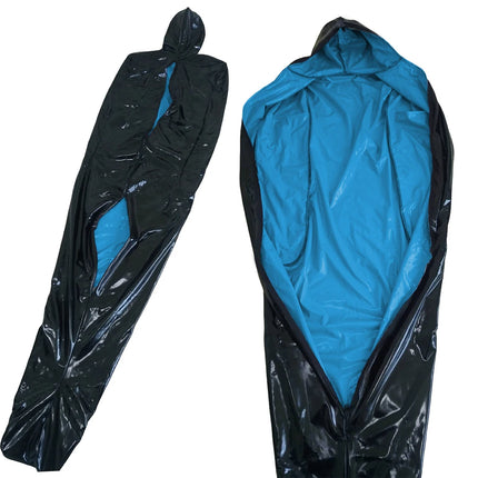 Vinyl PVC Leather Bondage Sack Bag with Inner Arm Pocket Zipper Wetlook Two Side Bondage Bag Cross Dressering Cosplay Bodysuit