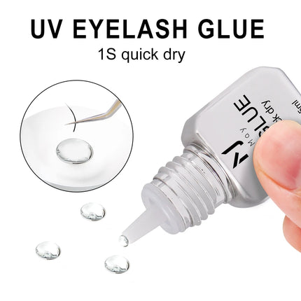 JOMAY UV Glue Lash Glue Extra Strong Eyelash Glue Extension Supplies UV Glue 5ML Waterproof Adhesive 3 bottles