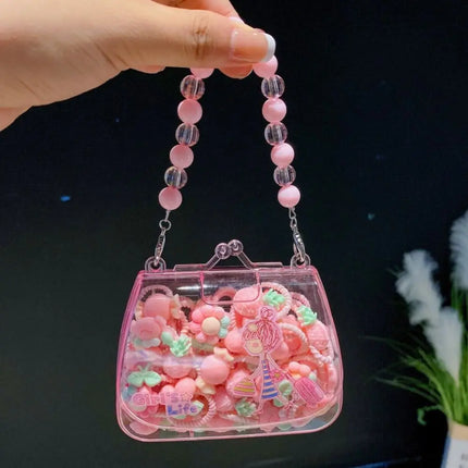 Fashion Cute Cartoon Hair Ropes Sweet High Elastic Rubber Bands Headwear with Handheld Box Bow Hair Ties for Kids