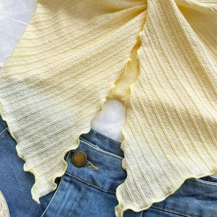 Twist Knot Cropped Tube Top for Women Summer Y2K Clothes Sexy Off the Shoulder Slit Crop Top