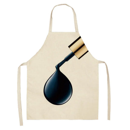 Lipstick Perfume Sexy Printed Linen Black Kitchen Apron Woman Work Dress Colorful Geometry Custom Cooking Baking Accessories