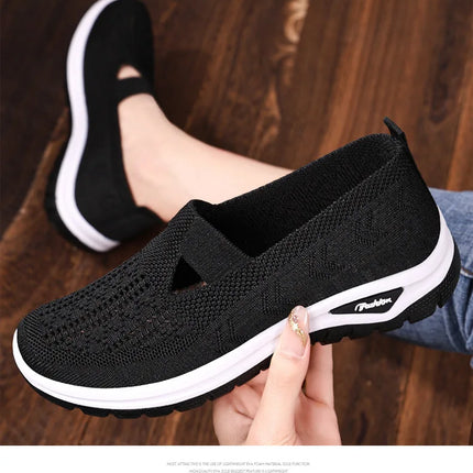 2025 New Mesh Women Vulcanized Shoes High Quality Women Sneakers Slip On Flats Shoes Women Loafers Plus Size 42 Walking Flat