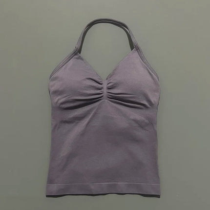 HISTELLO Impact Longline Strappy Top Sports Yoga Vest Women Fitness Tank Top Gym Beautiful Open Back Bra Running Workout Halter