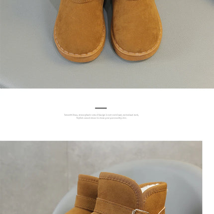 Boys Thermal Boots Kids Versatile Casual Buckle Non-slip Children Fashion Simple Non-slip Girls Snow Boots Cotton Winter Autumn