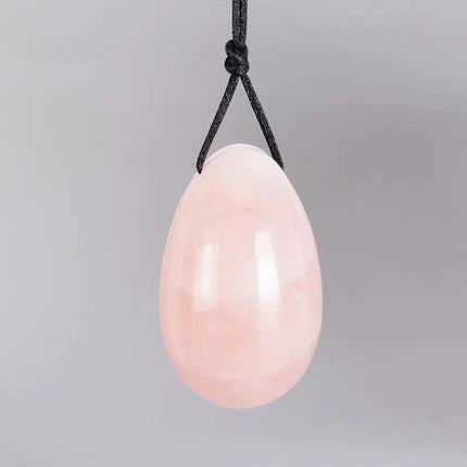 Drilled Rose Quartz Egg Natural Stone Crystal Massage Wand Yoni Ball Pelvic Kegel Exercise Tool Tightening Vaginal Muscle
