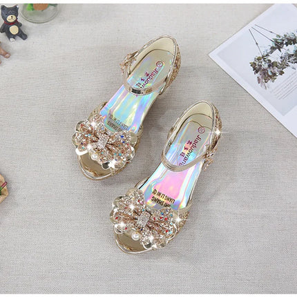 10 Colors Children Princess Sandals Kids Girls Wedding Shoes High Heels Dress Shoes Bowtie Gold Pink Blue Silver Shoes For Girls