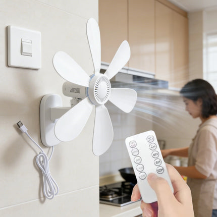 16.5-Inch Wall Mount Fan with Remote and Timer Small 5V USB Fan with Powerful 4 Speeds Quiet Corner Fans for Bedroom Kitchens