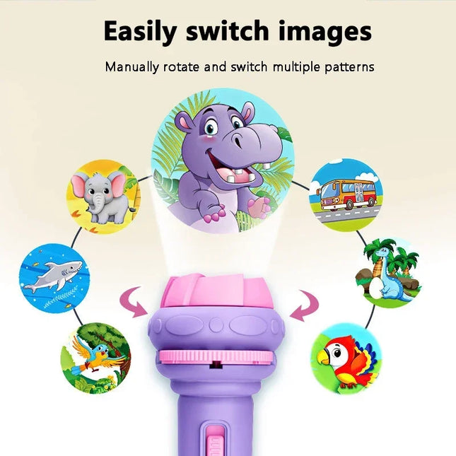 Children Projection Flashlight Toy Bedtime Story Book Early Education Toys Baby Projector Torch with 80 Patterns for Kids Gift