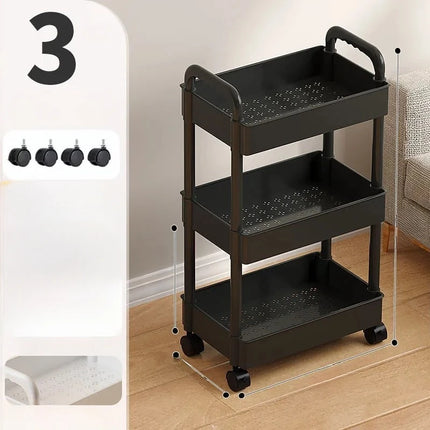 Home Living Room Snack Cart Storage Rack, Kitchen Storage Rack, Bathroom Floor Standing Multi-Layer Movable Storage Rack
