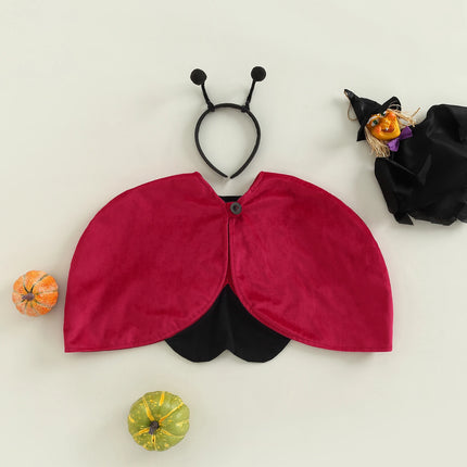 Toddlers Ladybird Costume, Baby Ladybug Cape + Headband Set for Cosplay, Halloween Party, Photography, 6 Months to 3 Years