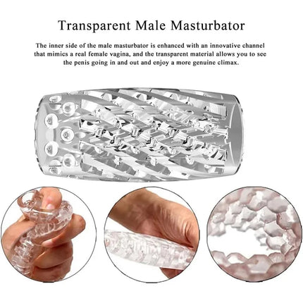 Portable Male Transparent Jelly Masturbator Cup Realistic Sucking Anal Pocket Pussy Vagina G-Spot Penis Exerciser Adult Sex Toy