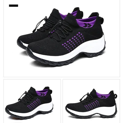 Outdoor Women Walking Sneakers Fashion Jogging Sock Shoes Youth Girls Trainers Breathable Ladies Platform Non-Slip Light Loafers