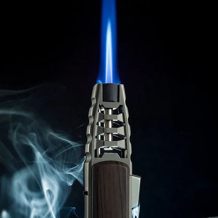 JOBON Metal Outdoor Windproof Turbine Torch Strong Fire Power Blue Flame Straight Butane Gas Lighter Gas Kitchen BBQ Welding
