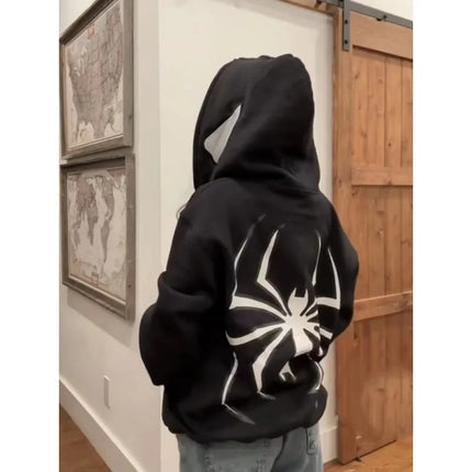 European and American Halloween Personalized Men's and Women's Sweatshirts and HoodiesY2KCouple Large Size Spider-Manzip hoodie