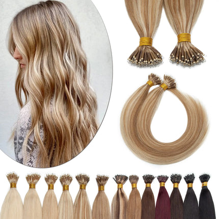 Nano Ring Hair Extensions 100% Human Hair Straight Weft Individual Strands For Damage Free Hair Extensions