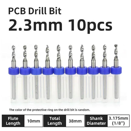 PCB Drill Bit 10pcs Tungsten Steel Micro Diameter Drill Bit Set 1/8 "Fixed Handle Mini Cnc Drill Bit 0.1-3.175mm