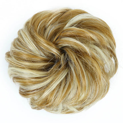 Azqueen Synthetic Messy Bun Chignon Donut Gary Brown Color Hair Bun Pad Elastic Hair Rope Rubber Band Hair Extensions