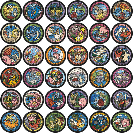 10/50/108PCS Pokémon Round Card Cartoon Sticker Exquisite DIY Toys Secret for Bottle Scrapbook Travel Bag Aesthetic Decals  ﻿