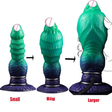 Inflatable Fantasy Monster Dildo Adjustable Big Knot Raised Thorns Realistic Texture Silicone Adult Toy for Beginners Advanced