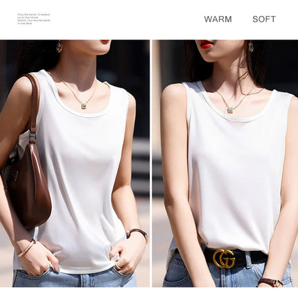 High-End Acetate Fiber Women's Knitted T-shirt with Suspender European Fashion Style Popular Women's Top