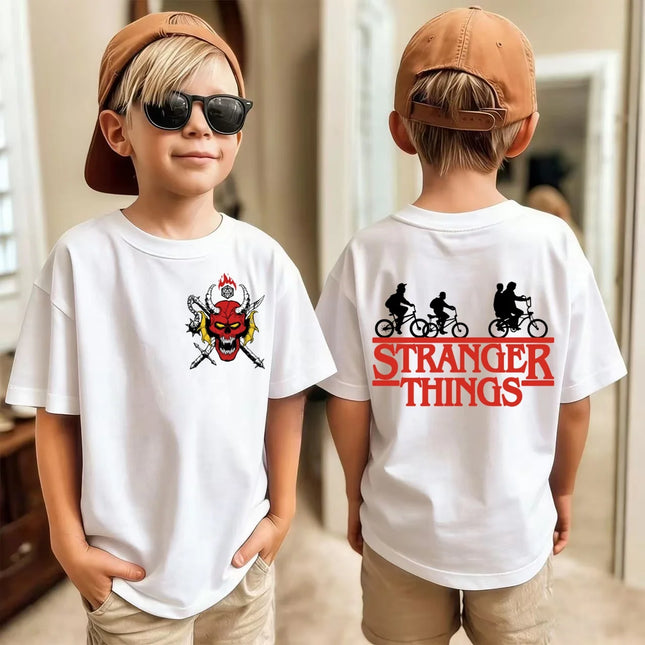 Trendsetting Stranger Things Prints for Summer Cheap Yet Chic O-neck Tees for Boys and Girls Soft Fashionable for Kids