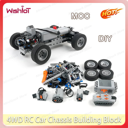 4WD RC Car Chassis Building Block with Electric Function Set/Chassis/Remote Control/Wheels MOC Technical DIY Toy Modifiable
