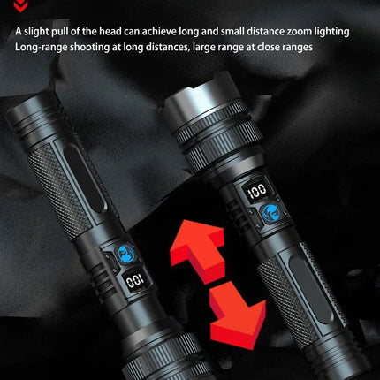 2000LM Super Bright LED Flashlight, USB-C Rechargeable with Digital Display Torch,Long Lasting for Outdoor Camping Emergency