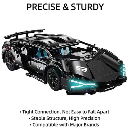Motor Version 1:14 Scale RC Technic MOC Car,1280PCS DIY Bricks Remote Control Sports Car Building Construction Set