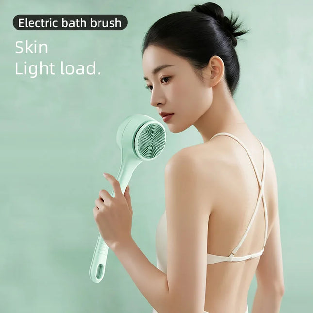 HOMEFISH Dual Handle Electric Bath Body Scrubber Brush with Long Handle Back Cleaning Tool for Back Exfoliation and Deep Cleaning