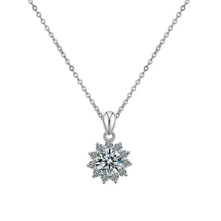 Sunflower Necklace Pendant 2CT Moissanite Women's PT950 Platinum - Close-fitting design, positive meaning, for wearing & gifting