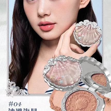 Flower Knows Shells Jewel Collection Embossed Silk Satin Blusher Expands Shrink Cheek Vintage Pearl Makeup